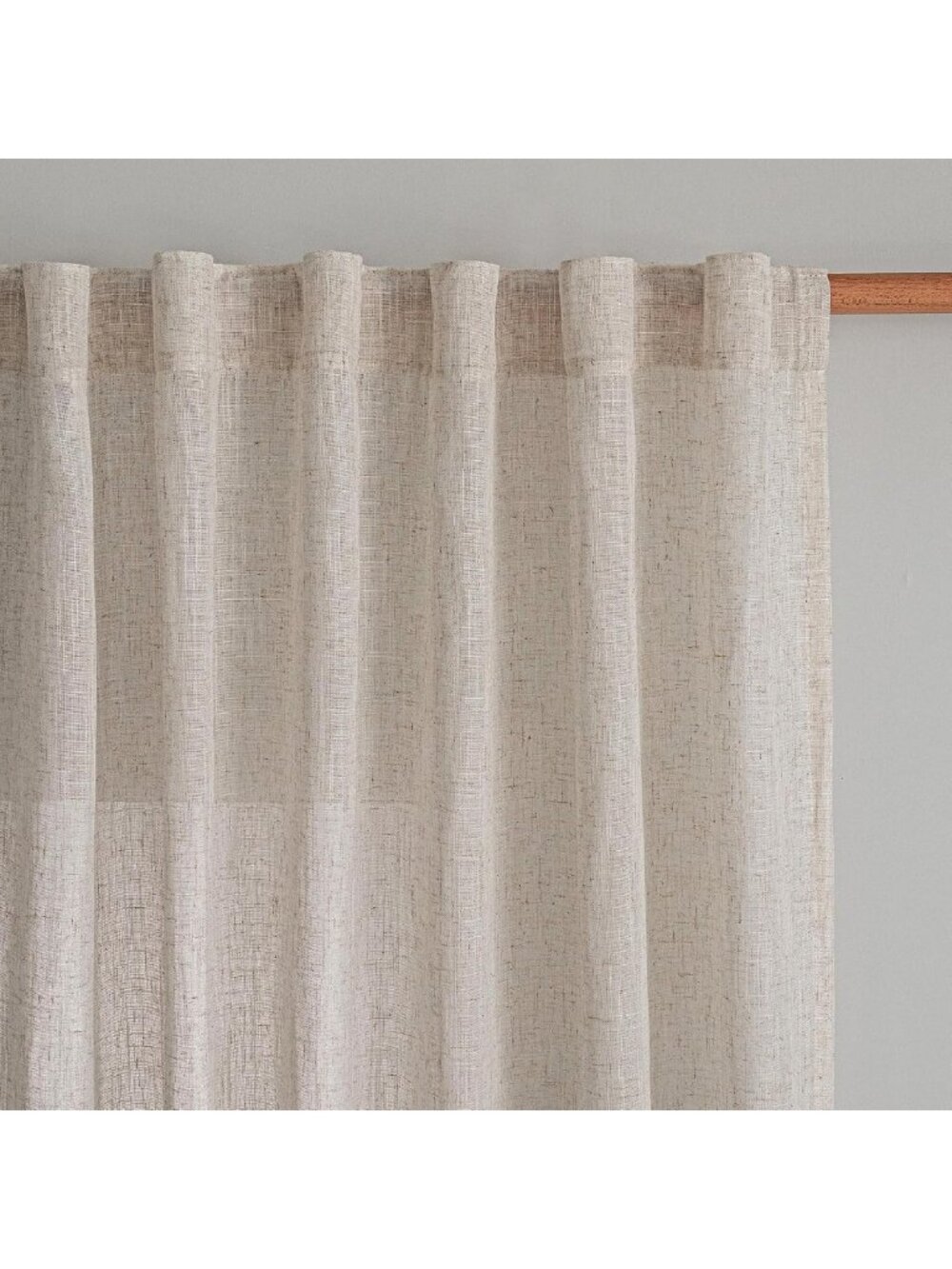 Natural Linen Sheer Curtains 63" Light Filtering Drapes, Boho Farmhouse Style, 2